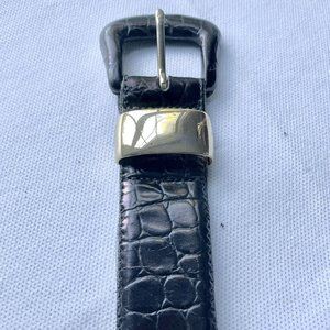 Talbots Italian Alligator Calfskin Made In USA Black Gold Large Men 54-015